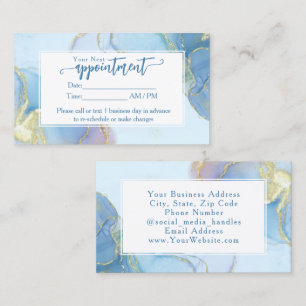 Blue Glitzer Watercolor Fashion Modern Ernennung Visitenkarte