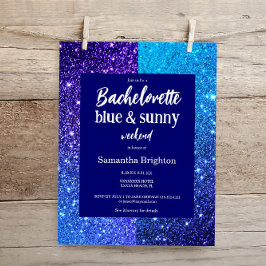 Blue Glitzer Weekend Bachelorette Einladung