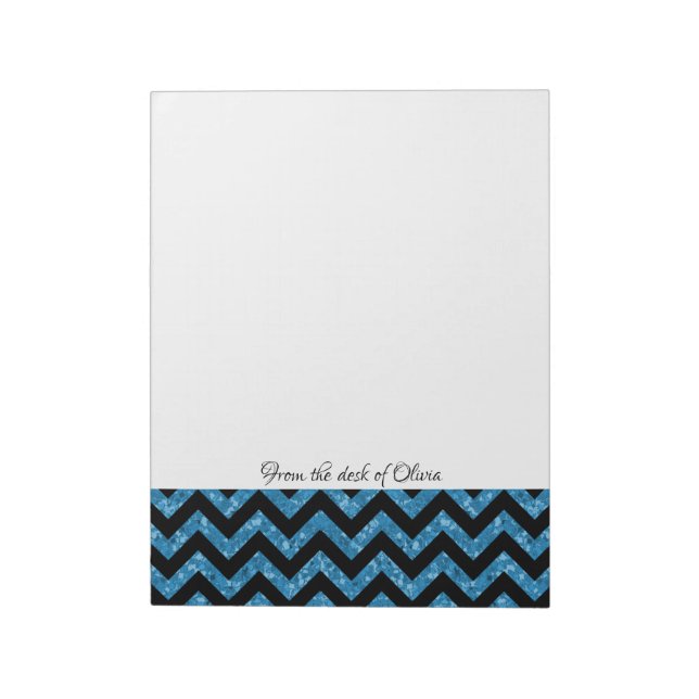 Blue Glitzer Zickzack Notepad Notizblock (Rotiert)