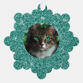 Blue Glitzern Frame Christmas Ornament Karte