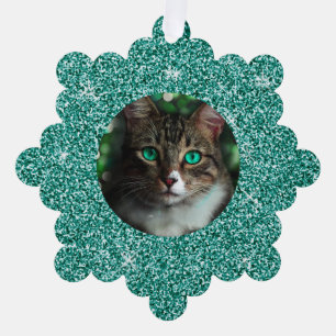 Blue Glitzern Frame Christmas Ornament Karte