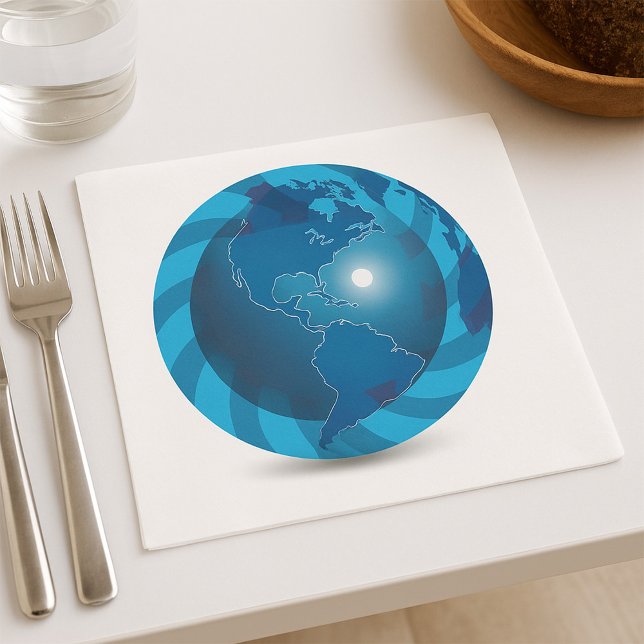 Blue Globe Paper Napkins Serviette (Von Creator hochgeladen)