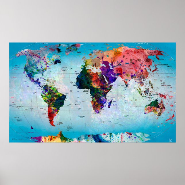 Blue Globe World Map Poster (Vorne)