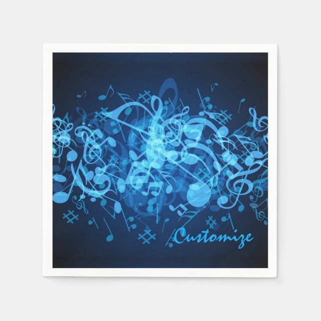 Blue Glow Musiknoten Napkins Serviette (Vorderseite)