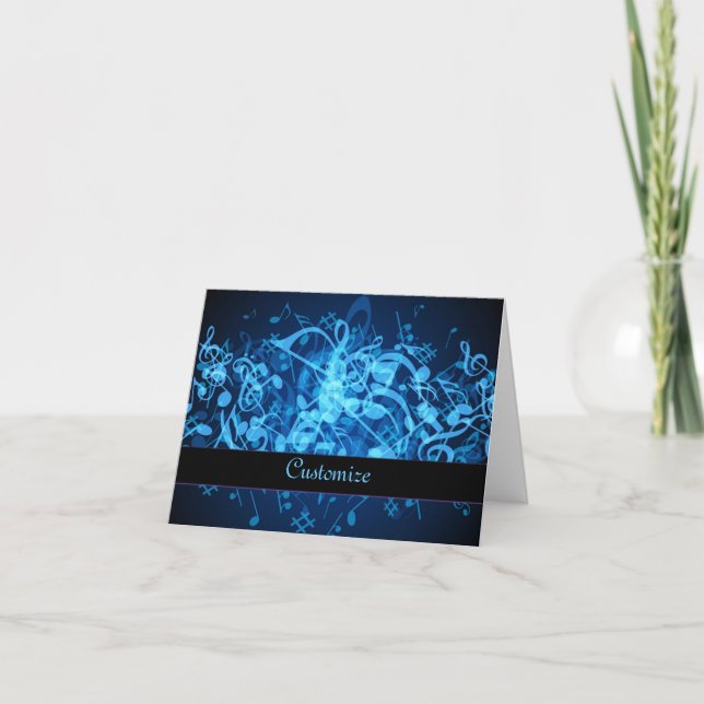 Blue Glow Musiknoten Note Card Karte (Vorderseite)