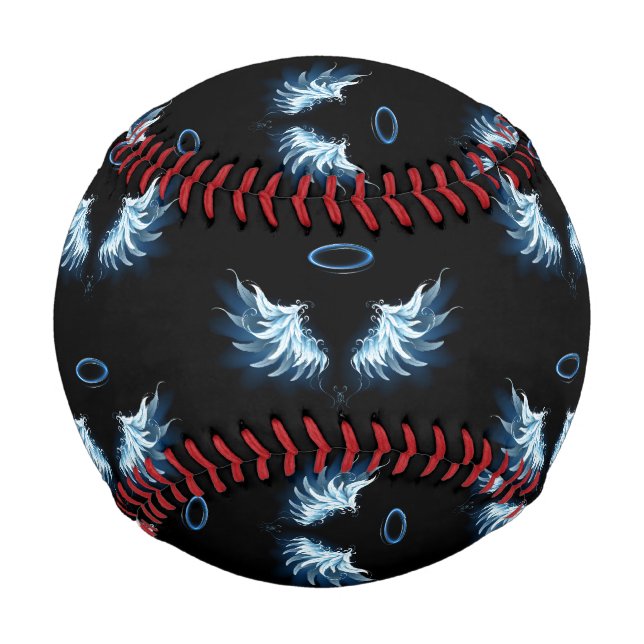 Blue Glowing Angel Wings on black background Baseball (Vorderseite)