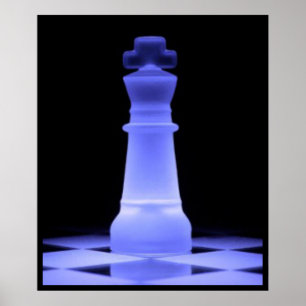 Blue Glowing King Chess Teil Poster