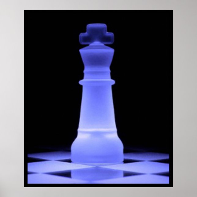 Blue Glowing King Chess Teil Poster (Vorne)