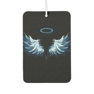 Blue Glows Angel Wings auf schwarzem Hintergrund Autolufterfrischer