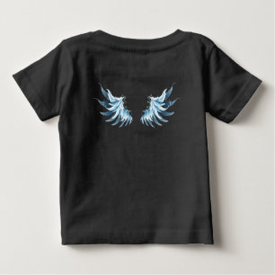 Blue Glows Angel Wings auf schwarzem Hintergrund Baby T-shirt