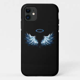 Blue Glows Angel Wings auf schwarzem Hintergrund Case-Mate iPhone Hülle