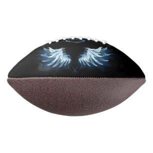 Blue Glows Angel Wings auf schwarzem Hintergrund Football