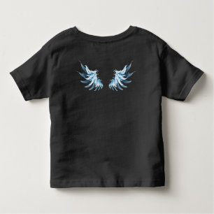 Blue Glows Angel Wings auf schwarzem Hintergrund Kleinkind T-shirt