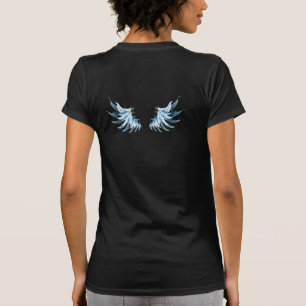 Blue Glows Angel Wings auf schwarzem Hintergrund T-Shirt