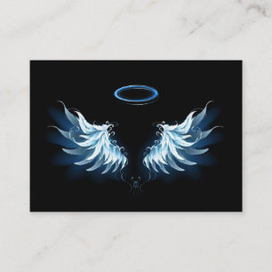 Blue Glows Angel Wings auf schwarzem Hintergrund Visitenkarte