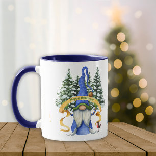 Blue Gnome Holiday wünscht Personalisiert Tasse