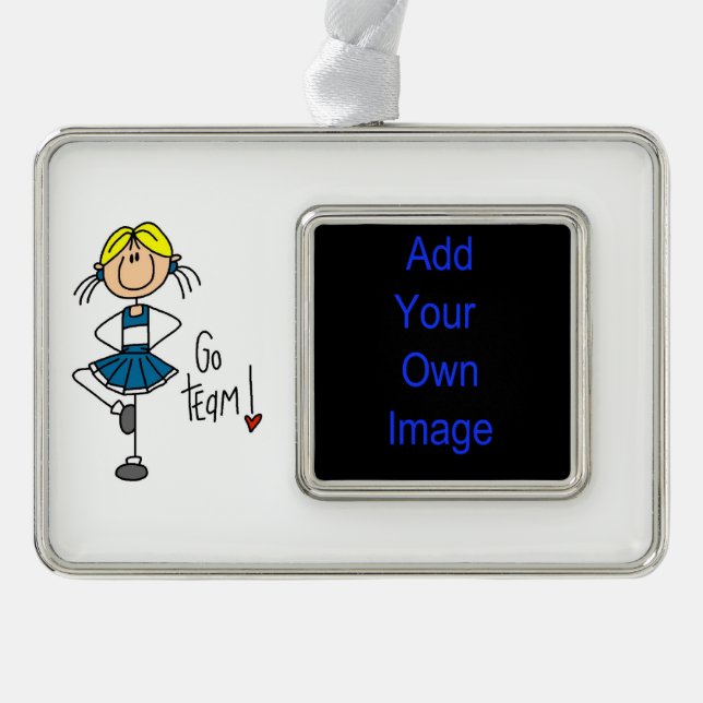 Blue Go Team Cheerleader Rahmen-Ornament Silber (Vorderseite)