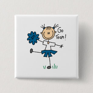 Blue Go Team Cheerleader Tshirts und Geschenke Button