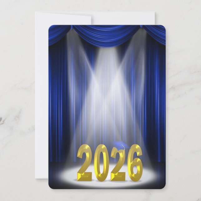Blue & Gold 2025 Abschluss in Spotlight Einladung (Vorderseite)