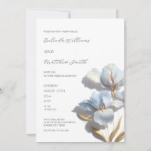 Blue Gold 3D Flowers White