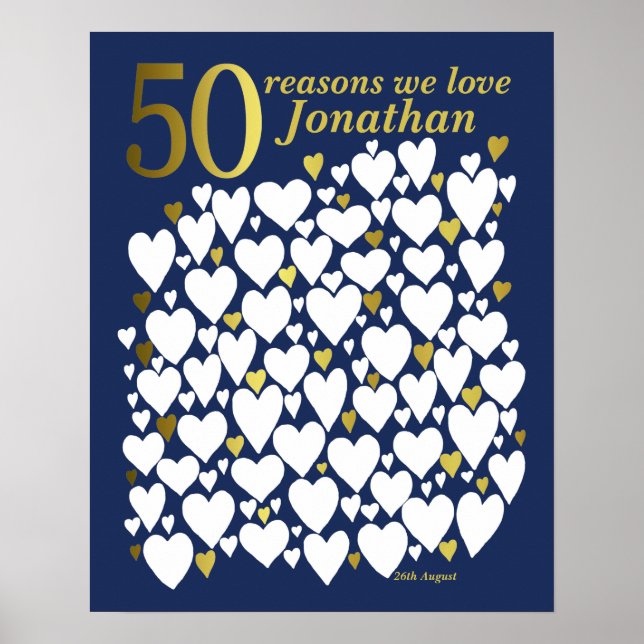 Blue Gold 50. Geburtstag 50 Gründe für unsere Lieb Poster (Vorne)