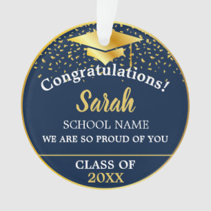 Blue Gold Abschluss Class of 2025 Custom Ornament