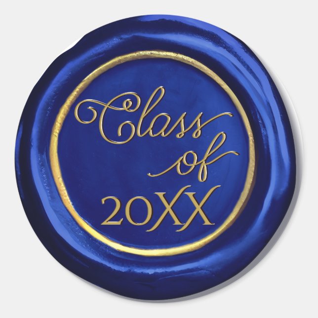 Blue Gold Abschluss Class Wax Siegel Stickers (Vorderseite)