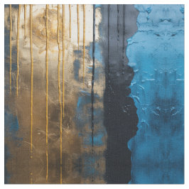 Blue Gold Abstract Seamless Pattern Fabric Stoff