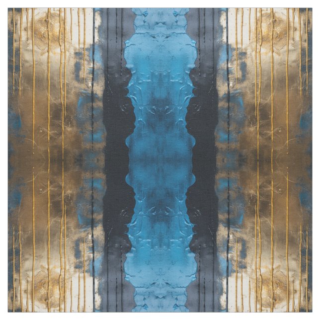 Blue Gold Abstract Seamless Pattern Fabric Stoff (Muster)