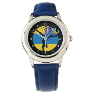 Blue Gold Abstrakt Art Gymnastik Armbanduhr