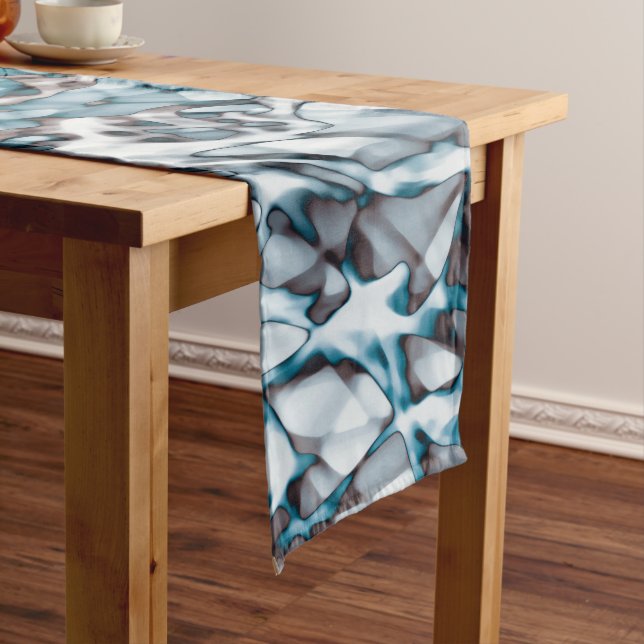 Blue Gold Abstrakt Art Kurz Table Runner Kurzer Tischläufer (Beispiel)