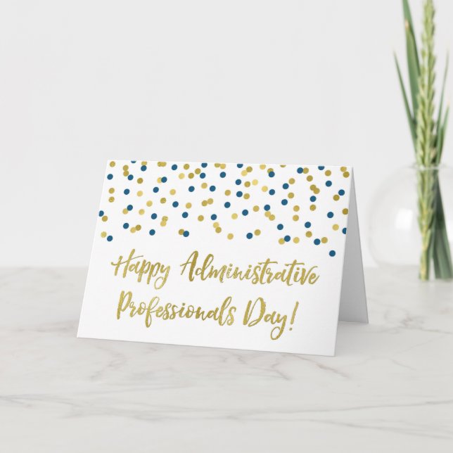 Blue Gold Administrative Professionals Day Card Karte (Vorderseite)
