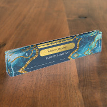 Blue & Gold Agate Geode Glitzer