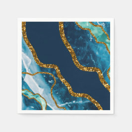 Blue & Gold Agate Geode Glitzer Serviette