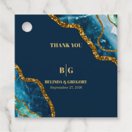 Blue & Gold Agate Geode Glitzer Wedding Geschenkanhänger