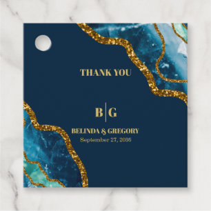 Blue & Gold Agate Geode Glitzer Wedding Geschenkanhänger