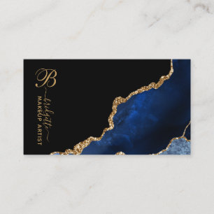 Blue Gold Agate Geode Makeup Artist Business Card Visitenkarte