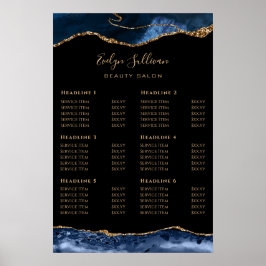 Blue Gold Agate Price List Poster