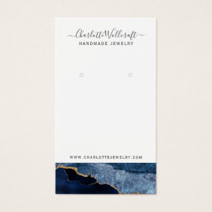 Blue Gold Agate Script Earring Display Card