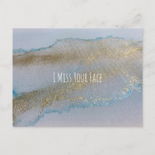 Blue Gold Alkohol Tinte Abstrakt ich verpassen Ihr Postkarte