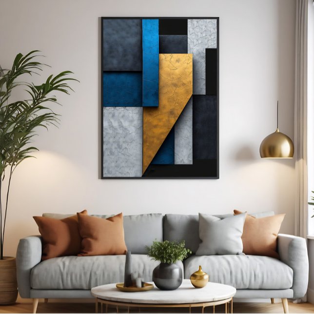 Blue, Gold and Concrete Leinwanddruck (Von Creator hochgeladen)