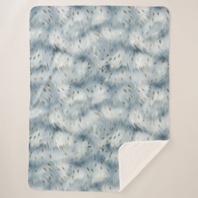 Blue Gold Animal Print Sherpadecke (Vorderseite)