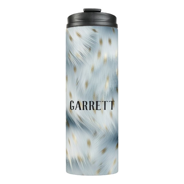Blue Gold Animal Print Thermosbecher (Vorderseite)