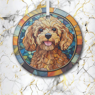 Blue Gold Apricot Poodle Dog erhalten Ornament Aus Glas