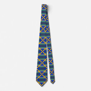 Blue Gold Aquamarin Kente African Neck Tie Krawatte
