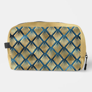 BLUE & GOLD ART DECO-MUSTER WASCHBEUTEL