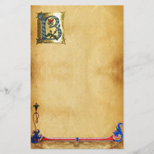 BLUE GOLD B SCHREIBEN MIT BLUME MONOGRAMM BRIEFPAPIER