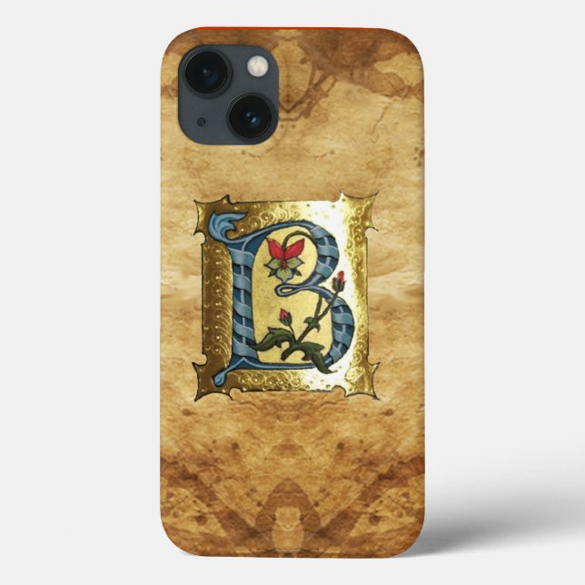 BLUE GOLD B SCHREIBEN MIT BLUME MONOGRAMM Case-Mate iPhone HÜLLE (Rückseite)