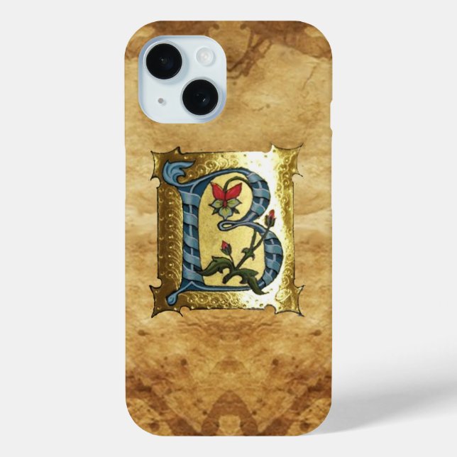 BLUE GOLD B SCHREIBEN MIT BLUME MONOGRAMM Case-Mate iPhone HÜLLE (Rückseite)