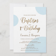 Blue Gold Baby Boy Taufe 1. Geburtstag Einladung